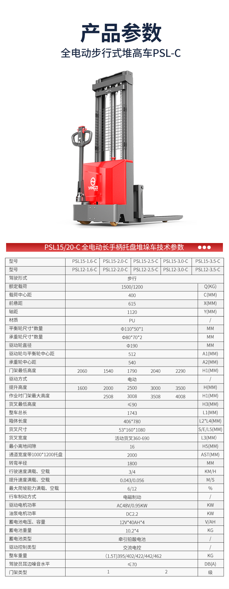 揚子熱賣款電動堆高車PSL-C(圖5)