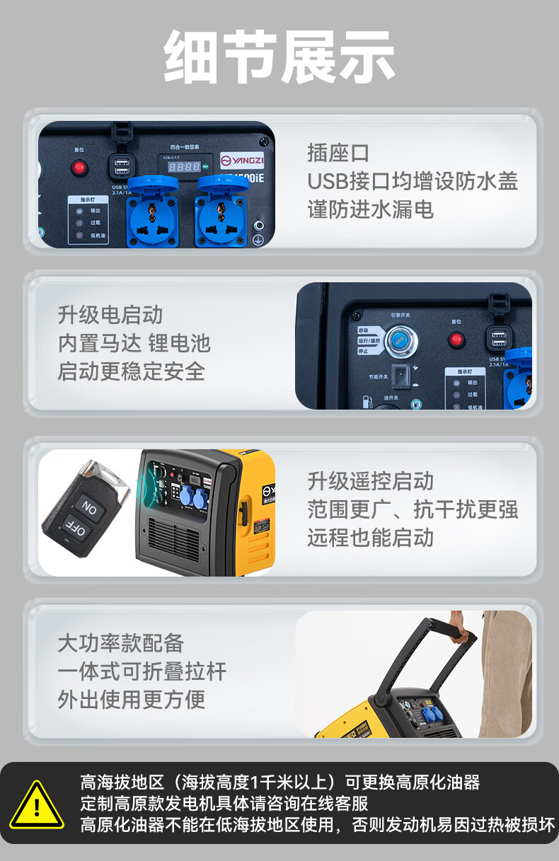 揚子變頻汽油發電機 戶外便攜式超低噪音(圖15)