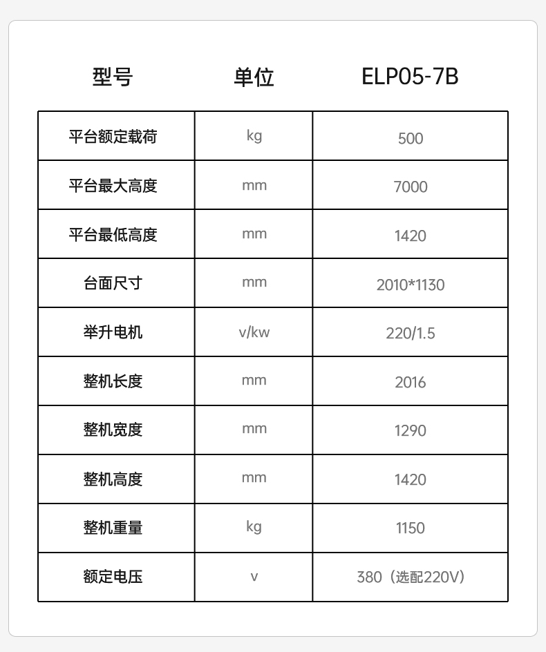 揚子升降平臺剪叉式升降機ELP05-7B升高7米載重500KG(圖3)